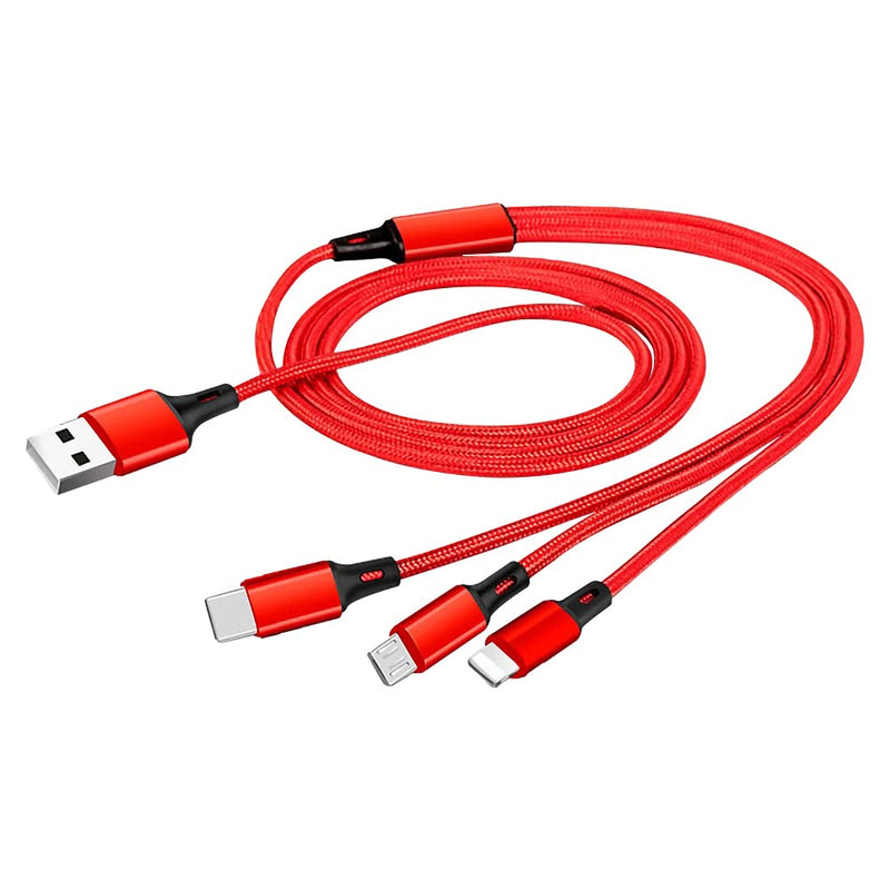 [Australia - AusPower] - 通用 LevU Multi Charging Cable, USB Charger Cable 3 in 1, Nylon Braided Multiple USB Fast Charging Cord Adapter Type C Micro USB Port Connectors Compatible Cell Phones Tablets and More 