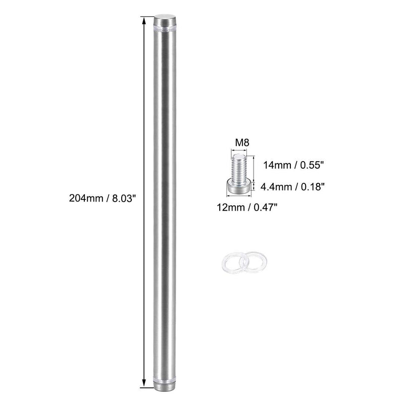 [Australia - AusPower] - uxcell 1/2 Dia x 8"(12x204mm) Double Head Standoff Screws Acrylic Glass Nails 6pcs 