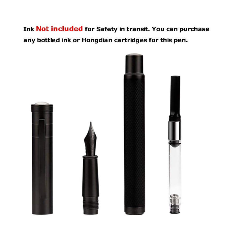 [Australia - AusPower] - Brushed Black Forest Fude Pen, Bent Nib Calligraphy Fountain Pen (Fine to Broad) with Converter and Metal Box Set by Asvine Bent Point 