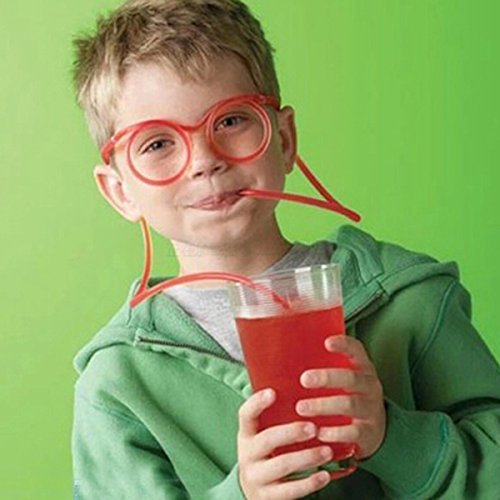 [Australia - AusPower] - Funny Soft Glasses Straw Unique Flexible Drinking Tube Kids Party Accessories 