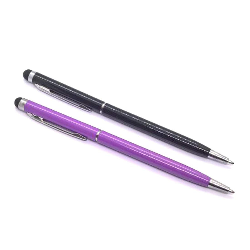[Australia - AusPower] - 2pack Universal Stylus Pen for Touch Screens iPad iPhone Tablets Samsung Kindle and Black Ink Ballpoint Pen 2in1 Stylists Pens (2pack Black & Purple) 2pack Black & Purple 
