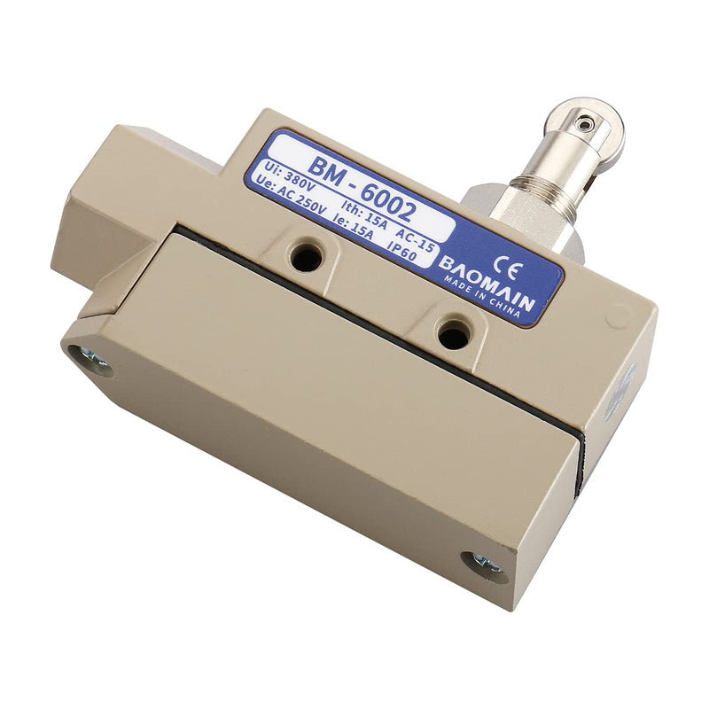 [Australia - AusPower] - Baomain TZ-6 Sealed Limit Switch TZ-6002 Parallel Roller Plunger AC 250V 15A IP 65 