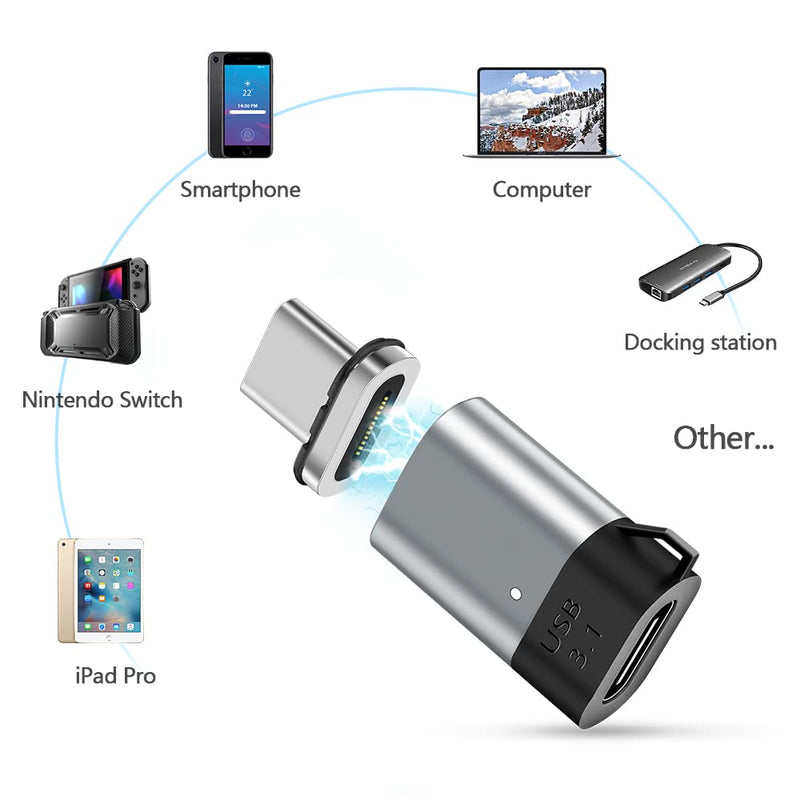 [Australia - AusPower] - Magnetic USB C Adapter Straight 24 Pin Mini Magnetic USB C Adapter Connector 2 Pack 100W PD Fast Charge 20Gbs Data Transfer USB3.1 magnetic usb c adapter straight 2 