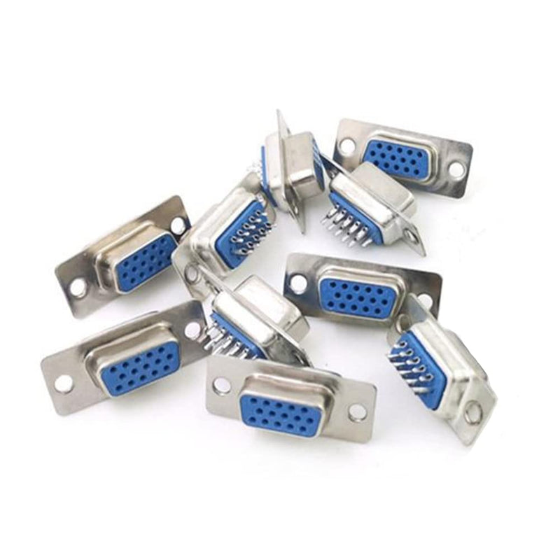 [Australia - AusPower] - Jienk 10PCS VGA Female DB15 3 Row Solder Cup Connectors Kit, Solder Type D-SUB HD15 Port15 Pin D Sub Couplers with Plastic Hoods, Strain Relief Grommet and Screws 