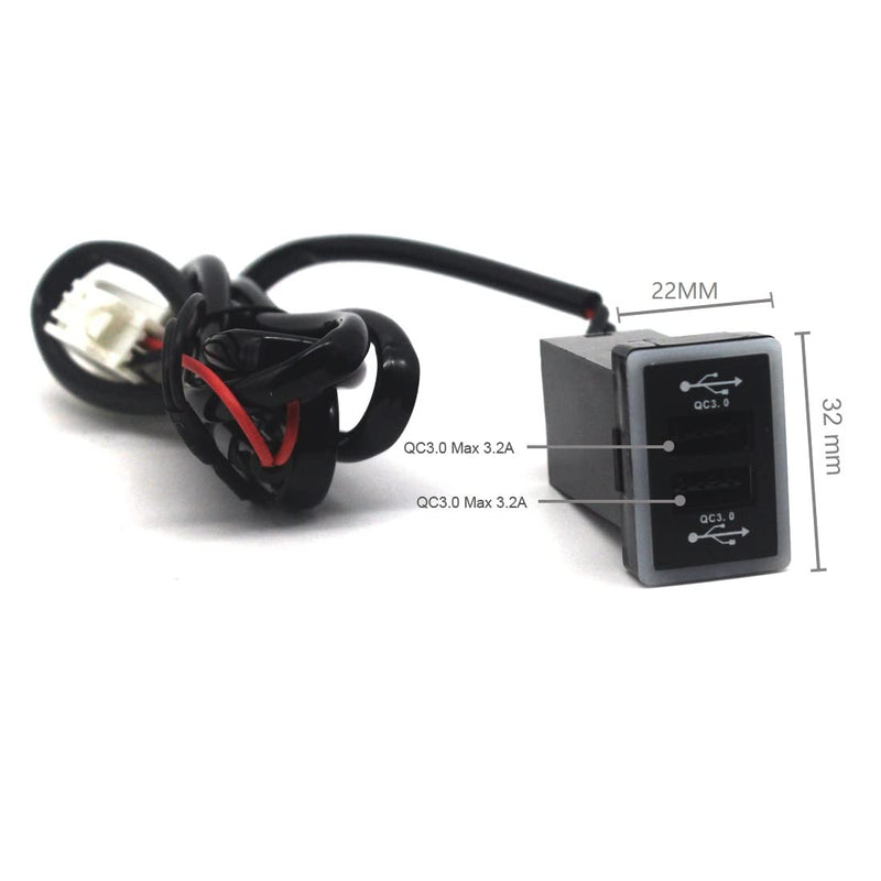 [Australia - AusPower] - MOTONG for Toyota QC3.0 Dual USB Power Socket, Quick Charge Car Charger USB Adapter for Smartphone/Tablet/PDA and More,Max 6.4A Output 