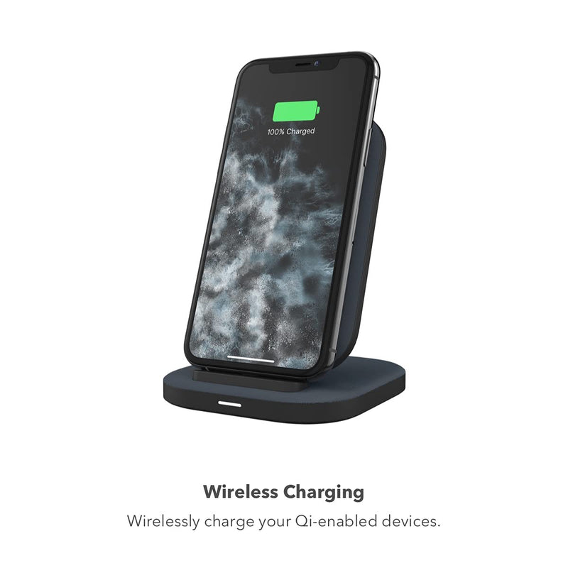 [Australia - AusPower] - mophie - 15W Wireless Charging Stand - Universal Wireless Charging Stand for Qi-Enabled Devices - for iPhone SE, 11 Pro Max, 11 Pro, 11, Xs Max, Xs, XR, X, 8 Plus, 8, Samsung Galaxy, Smartphones 