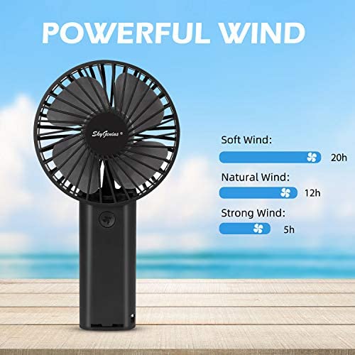 [Australia - AusPower] - Portable Handheld Fan, 4000mAh Rechargeable Battery/ USB Operated Mini Cooling Fan for Home Office Outdoors Travel 4000mA Battery Black 