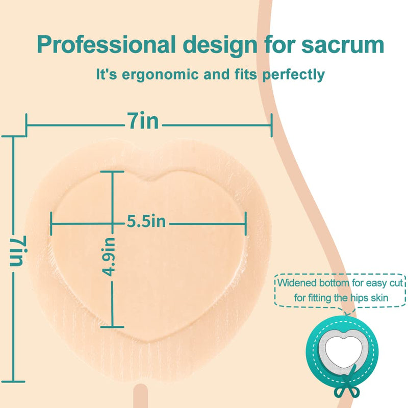 [Australia - AusPower] - Dimora Wound Dressing Sacrum Foam Bandages Silicone Adhesive Border 7"x7" Waterproof Sacral Pads Absorbent Breathable Bed Sore Pressure Dressing 7.08"x7.08" 