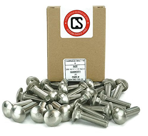 [Australia - AusPower] - Stainless 3/8-16 x 1-1/2" Carriage Bolt (1" to 5" Lengths Available in Listing), 18-8 Stainless Steel,25 Pieces (3/8-16x1-1/2"(25pcs)) 3/8-16x1-1/2"(25pcs) 