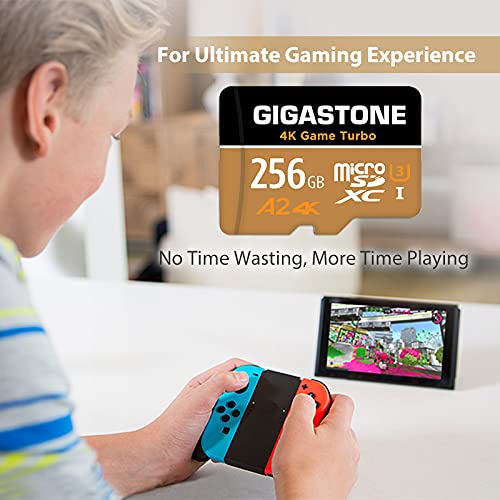 [Australia - AusPower] - [5-Yrs Free Data Recovery] Gigastone 256GB Micro SD Card, 4K Game Turbo, MicroSDXC Memory Card for Nintendo-Switch, GoPro, Action Camera, DJI, UHD Video, R/W up to 100/60MB/s, UHS-I U3 A2 V30 C10 