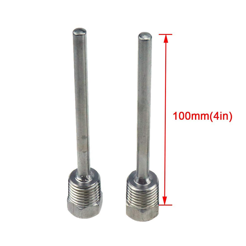 [Australia - AusPower] - Meprotal 2 Pieces 1/2NPT 100mm Rod Length Thermowell Weldless Temperature Sensor Stainless Steel Thermowell with Nylon Cable Gland for Homebrew Brewing Beer Fermenter 