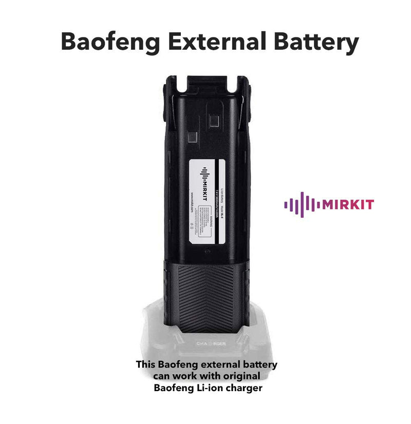 [Australia - AusPower] - 2PCs 3800 mAh Mirkit Replacement Batteries BL-8 Li ion 7.4V for Baofeng UV-82HP, UV-82HPL, UV-82, UV-82C, UV-82X, Two-Way Ham Radios, Rechargeable Extended Batteries by Mirkit Radio, USA Warranty Mirkit BLACK 