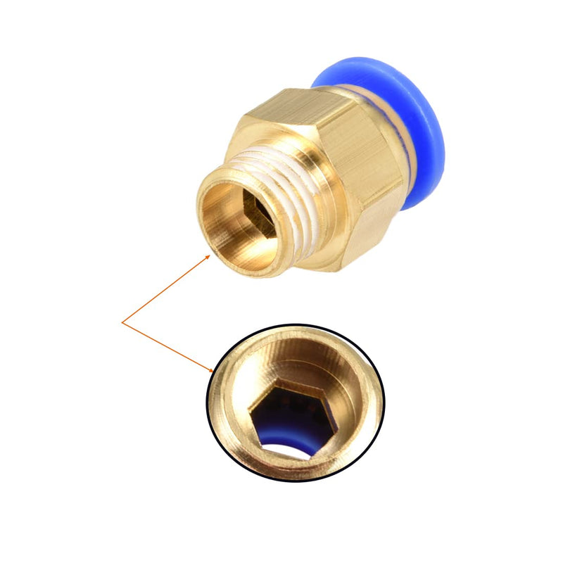 [Australia - AusPower] - uxcell Straight Pneumatic Push to Quick Connect Fittings 1/4" PT Male x 6mm Tube OD 10pcs 
