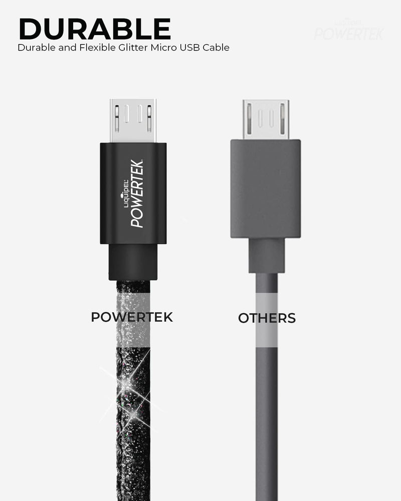 [Australia - AusPower] - Liquipel Powertek Micro USB Charger Cable for Cell Phones & Electronic Devices, 6FT (Black) Black 