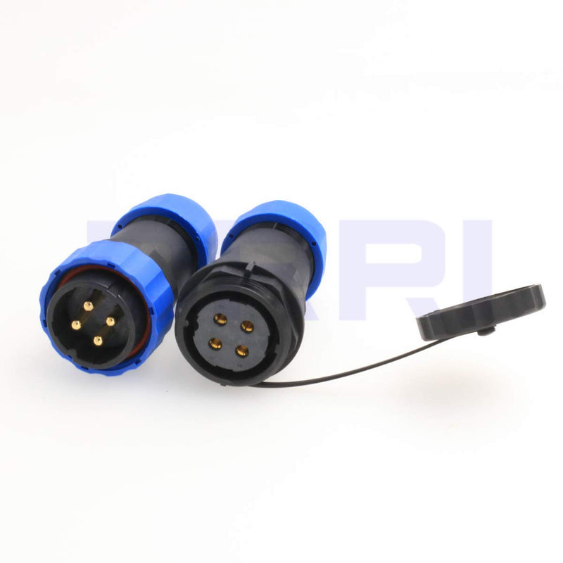 [Australia - AusPower] - DRRI in-line HE29 4pin 28mm Waterproof Circular Aviation Connector Industrial Threaded Plastic Connector Male Plug Female Socket (4 pin) 4 pin 