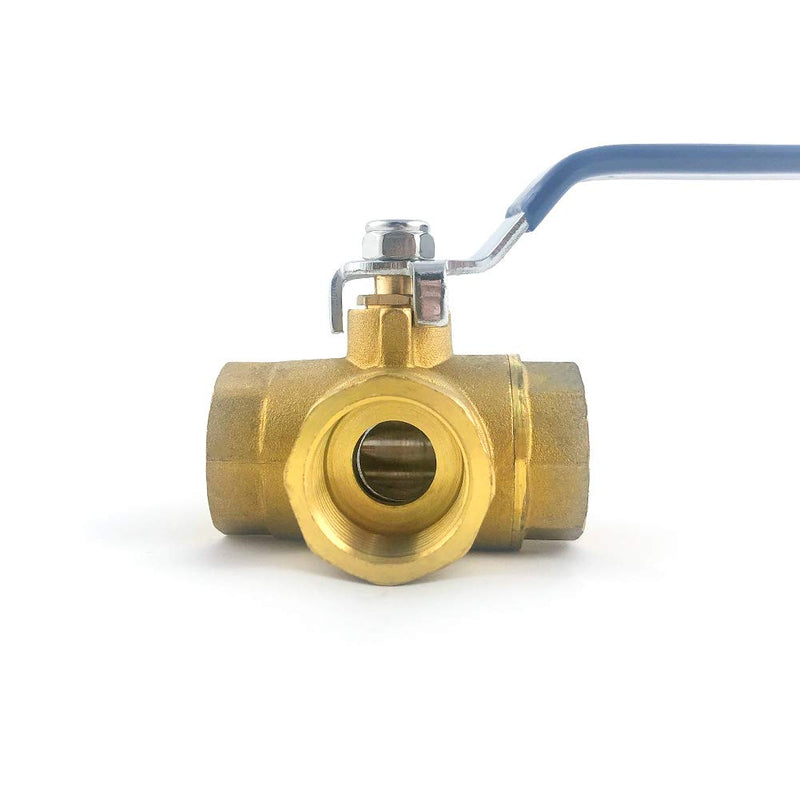 [Australia - AusPower] - QWORK Series 3-Way (L-Port) Ball Valve, Lever Handle, NPT Female (1/2") Made of Forged Brass 