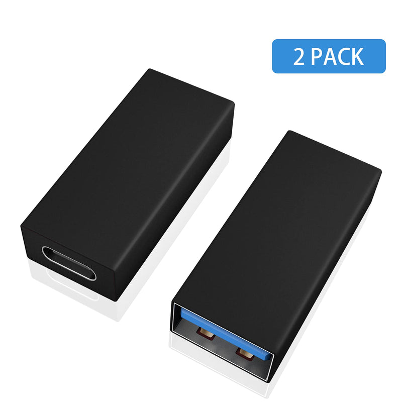 [Australia - AusPower] - Duttek USB C to USB 3.0 Adapter, USB to USB C Adapter, USB 3.1 USB 3.0 Female to USB C Female Adapter Connector Compatible with iPhone 11,Google Pixel, Huawei etc 2 Pack (Black) Black 