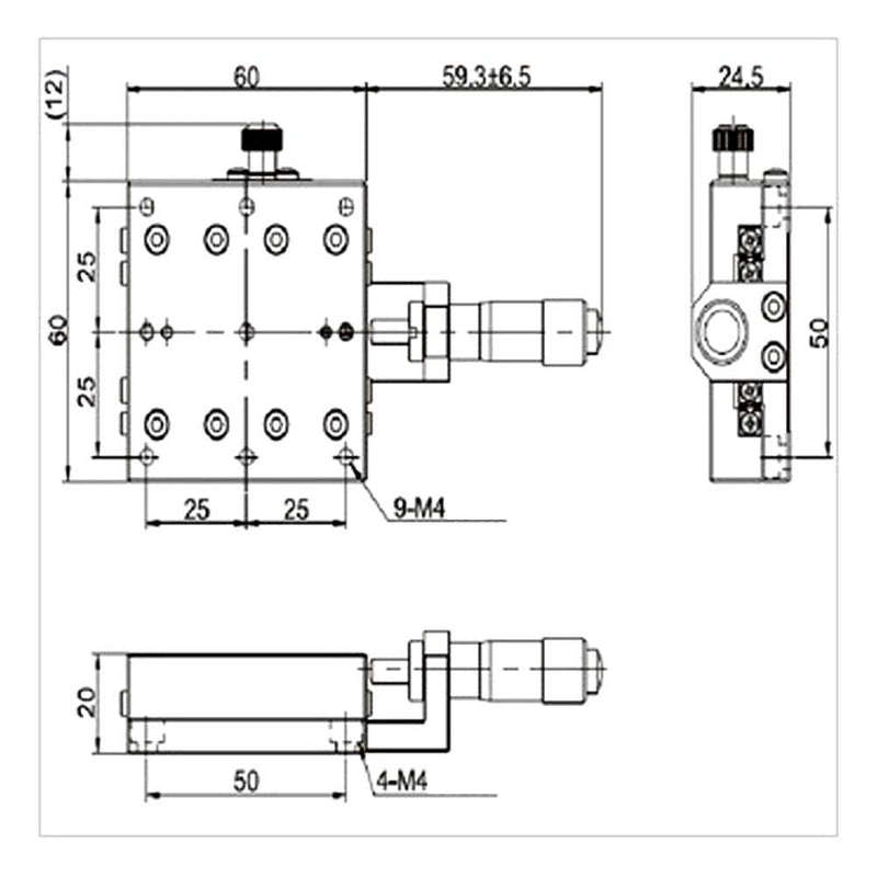 [Australia - AusPower] - SEMX60-AC X Linear Stage, 60x60mm X Micrometer Manual Precision Linear Translation Stage Displacement Platform X Axis Linear Stage Sliding Table 