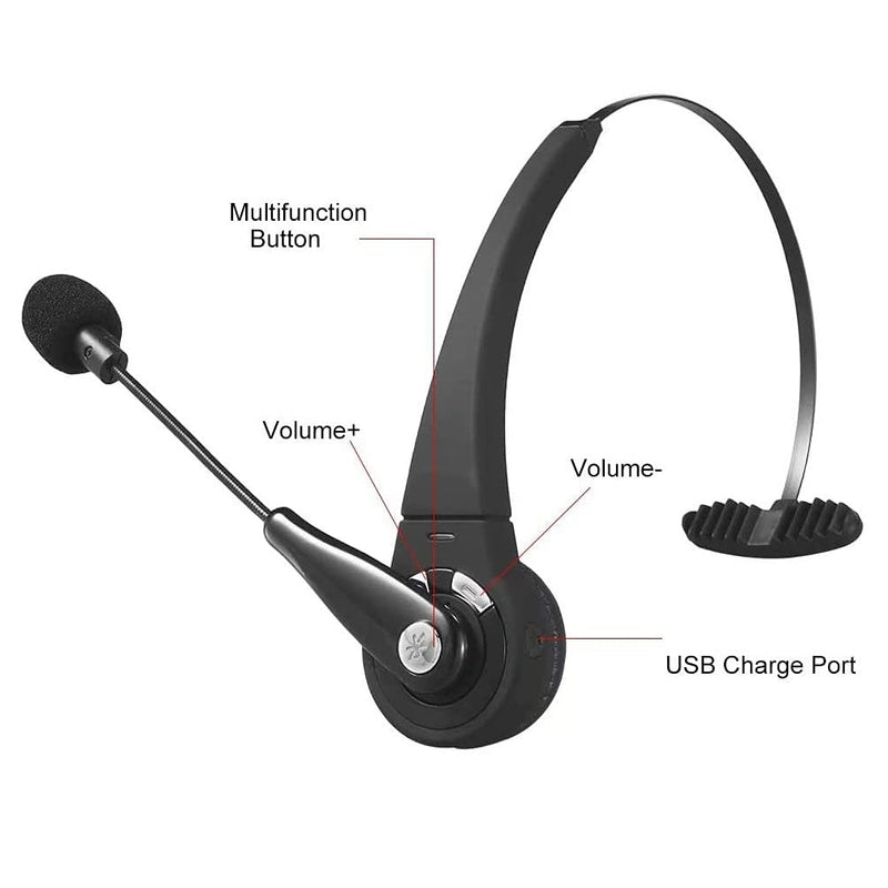 [Australia - AusPower] - Wireless Bluetooth Headset, Trucker Driver Noise-Canceling Headset Gaming Headphone with Microphone,Cell Phone Headset for Office Trucker Drivers 