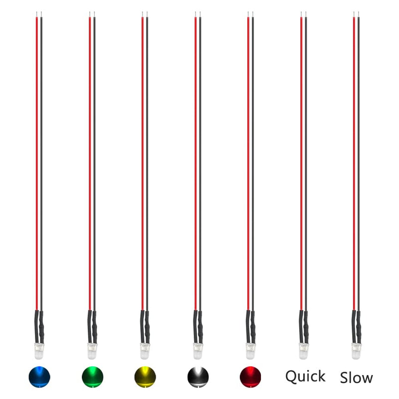 [Australia - AusPower] - WMYCONGCONG 70 PCS Mixed Color 12V DC 5mm LED Pre Wired 20cm Bulb Lamp w/ 20 PCS 5mm Light Emitting Diode LED Holder w/ 10 PCS 9V Battery Clip Connector 