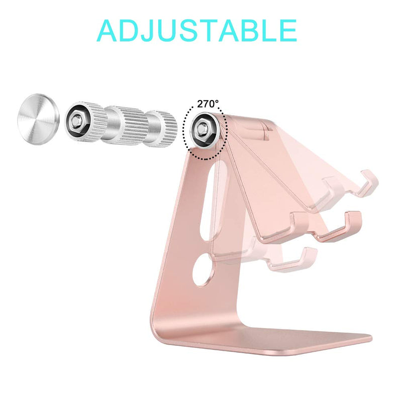 [Australia - AusPower] - Emoly Adjustable Cell Phone Stand, 2020 Aluminum Desktop Cellphone Stand with Anti-Slip Base and Convenient Charging Port, Fits All Smart Phones (Pink) Pink 