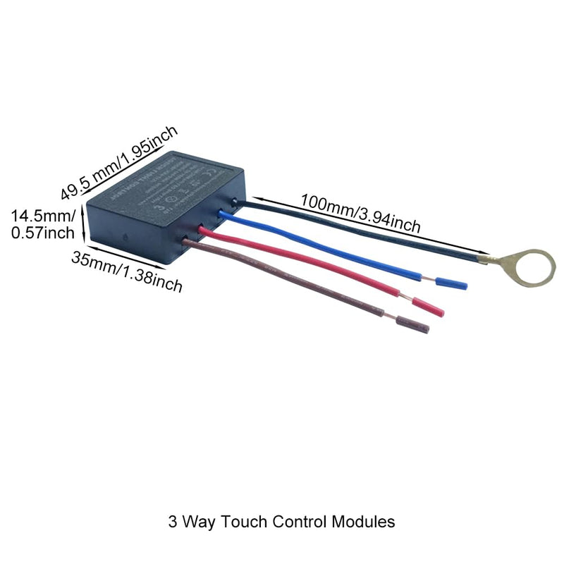 [Australia - AusPower] - 2 Pack Touch Dimmer Switch 3 Way Touch Sensor dimmer,Touch lamp Repair kit Control Module,Touch Lamp Replacement Kit Fit Dimmable LED, Incandescent, Halogen Bulbs 