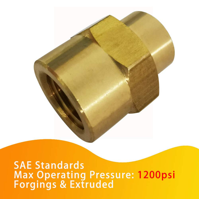 [Australia - AusPower] - Legines NPT Reducing Coupling Brass 1/4" Female x 1/8" Female, Hex Reducer Coupler Adapter Pipe Fitting 1200psi (Pack of 2) 1/4" NPT Female x 1/8" NPT Female 