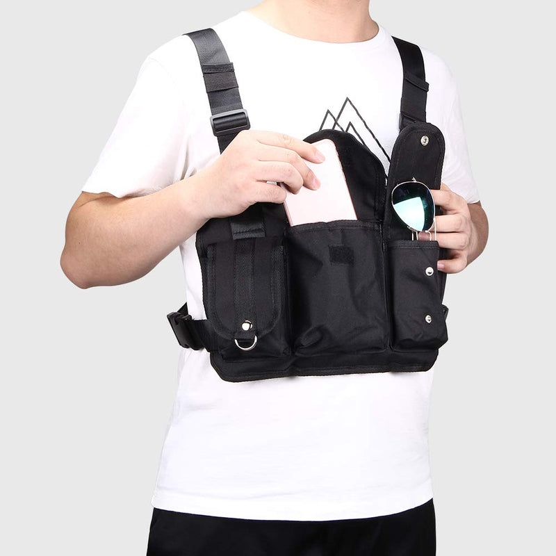 [Australia - AusPower] - CILLA Fashion Chest Front Bag Pouch Multipurpose Sport Backpack Daypack Nylon Tactical Chest Rig for Men Women 