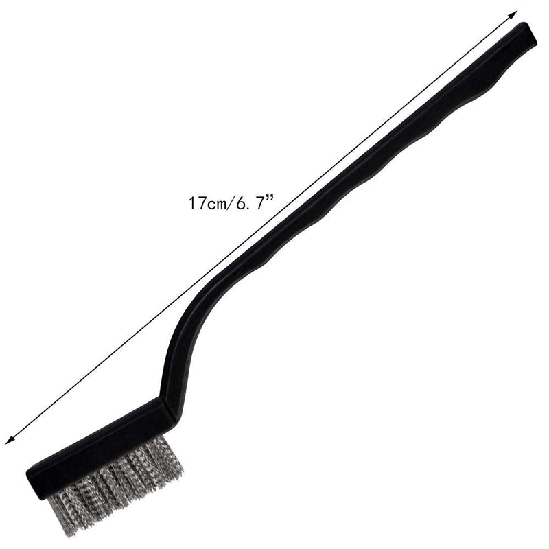 [Australia - AusPower] - Topbuti 15 Pcs Mini Stainless Steel Wire Brush Set for Cleaning Welding Slag Rust, Wire Bristle Scratch Brush Set, Curved Handle Brushes 