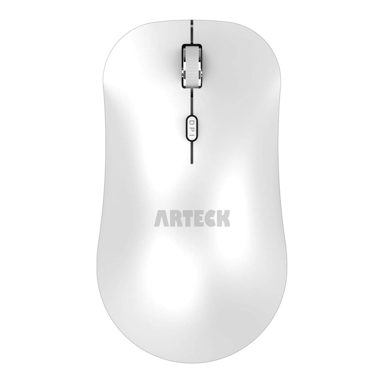 [Australia - AusPower] - Arteck 2.4G Wireless Mouse with Nano USB Receiver Ergonomic Design Silent Clicking for Computer / Desktop / PC / Laptop and Windows 10/8/7 Build in Rechargeable Battery - White 