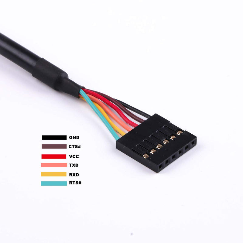 [Australia - AusPower] - FTDI Chip USB to 5v TTL UART Serial Cable 6 Way 0.1" Pitch Terminated Connector 5.0V Signalling Converter Adapter Cable 6FT Compatible TTL-232R-5V 