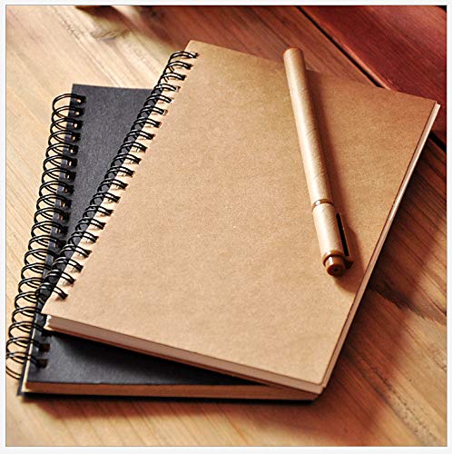 [Australia - AusPower] - ALIMITOPIA Spiral Notebook Joural,Wirebound Sketch Book NotePad Diary Memo Planner,A6 Size & 60 sheets(4pcs,Gridding Pages) Kraft Cover Gridding Pages 
