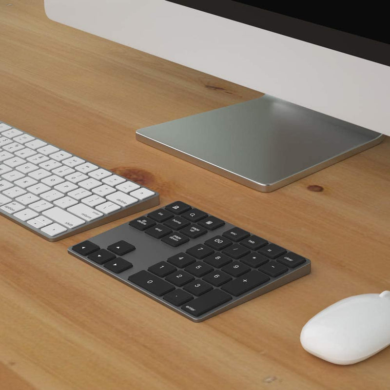 [Australia - AusPower] - Bluetooth Number Pad, Aluminum Rechargeable Numeric Keypad Wireless 34-Keys Number Keyboard Shortcut Keypad Numpad Data Entry Compatible for iMac Windows, MacBook Air/Pro and Laptop etc. Deep Black 
