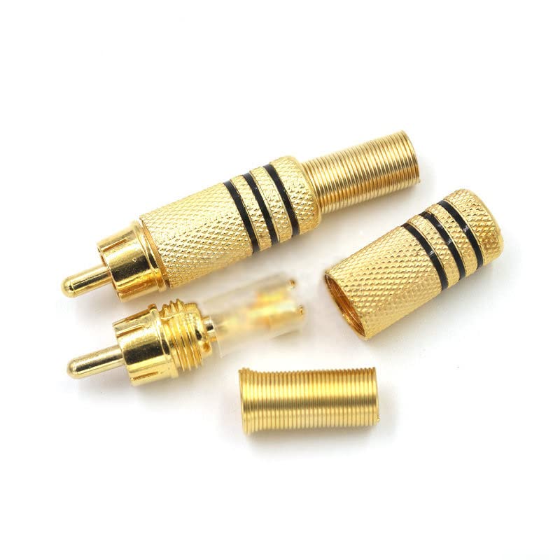 [Australia - AusPower] - Fielect 50Pcs RCA Male Connector Plug with Spring Coax Audio Solder Adapter Gold 