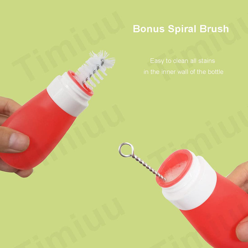 [Australia - AusPower] - Timiuu Squeeze Salad Dressing Bottles with Cleaning Brush | Portable Sauce Bottles Condiment Bottles | Dressing to Go for Lunch | 2 OZ, Set of 4 | Food-grade Silicone, BPA Free 