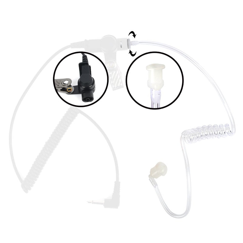 [Australia - AusPower] - TWAYRDIO 2 Pack FBI Style Clear Twist On Replacement Acoustic Tube with One Pair Medium Ear Molds for Two-Way Radio Headsets Earpieces 