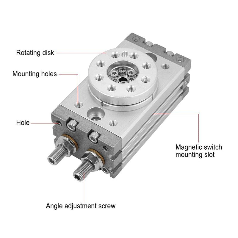[Australia - AusPower] - 180 Degree Rotary Pneumatic air Cylinder, M5 Air Cylinder, 0.1-1.0MPa, 15 mm Diameter, Angle Adjustment Range 0-180 °, anticorrosive, Built-in Magnetic Ring 
