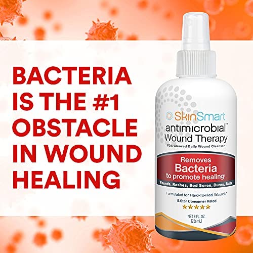 [Australia - AusPower] - SkinSmart Antimicrobial Wound Therapy, Hypochlorous Acid Safely Removes Bacteria so Wounds Can Heal, 8 Ounce Clear Spray 