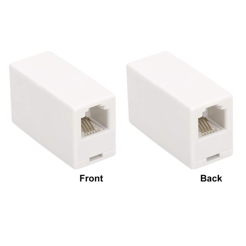 [Australia - AusPower] - RJ11 6P4C Inline Coupler, Uvital Modular Female to Female Straight Telephone Extension Cable Cord Coupler Adapter Jack White(2 Pack) 2 Pack 