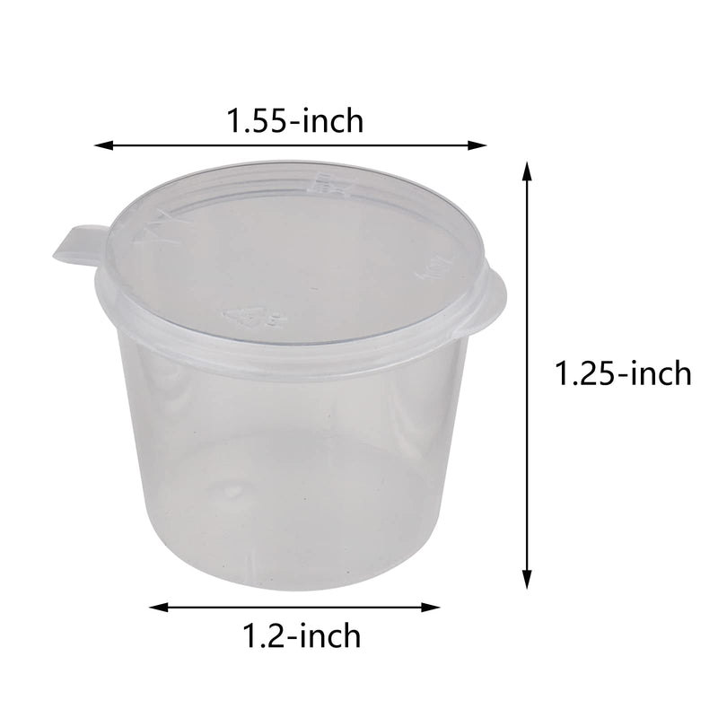 [Australia - AusPower] - WARMBUY 1-Ounce Plastic Disposable Cups with Attached Lids for Sauces, Salad Dressings, Paints, 100 Counts 