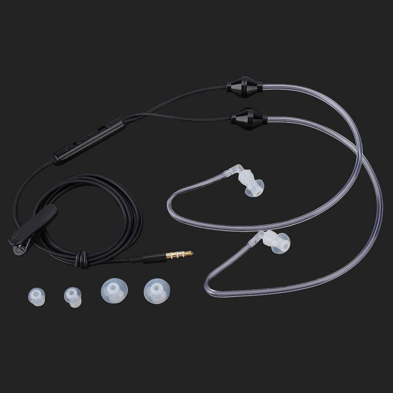 [Australia - AusPower] - Walkie Talkie Earpiece with Mic 3.5mm Radio Earpiece Acoustic Tube Earpiece Headset with CTIA/OMTP Mode Stereo Air Tube Radiation Protection Headphones for Mobile Phone (1M)(Black) Black 
