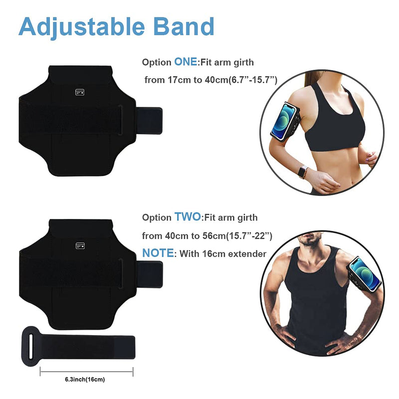 [Australia - AusPower] - iPhone 13/13 Pro/12/12 Pro Armband, BUMOVE Gym Runing Sports Arm Band for iPhone X/XS/XR, 11/11 Pro, 12 mini/12/12 Pro, 13 mini/13/13 Pro up to 6.2 inch with Airpods Key Card Holder (Black) Black (Up to 6.2") 