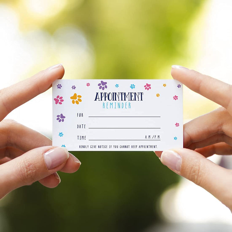 [Australia - AusPower] - Andaz Press Colorful Paw Print Appointment Business Cards for Dog Grooming, Dog Spa, Client Reminder, Vet Office, Dog Walking, Dog Boarding, Pet Sitting, Pet Care, Dog Training, 100-Pack, 2 x 3.5-Inch 