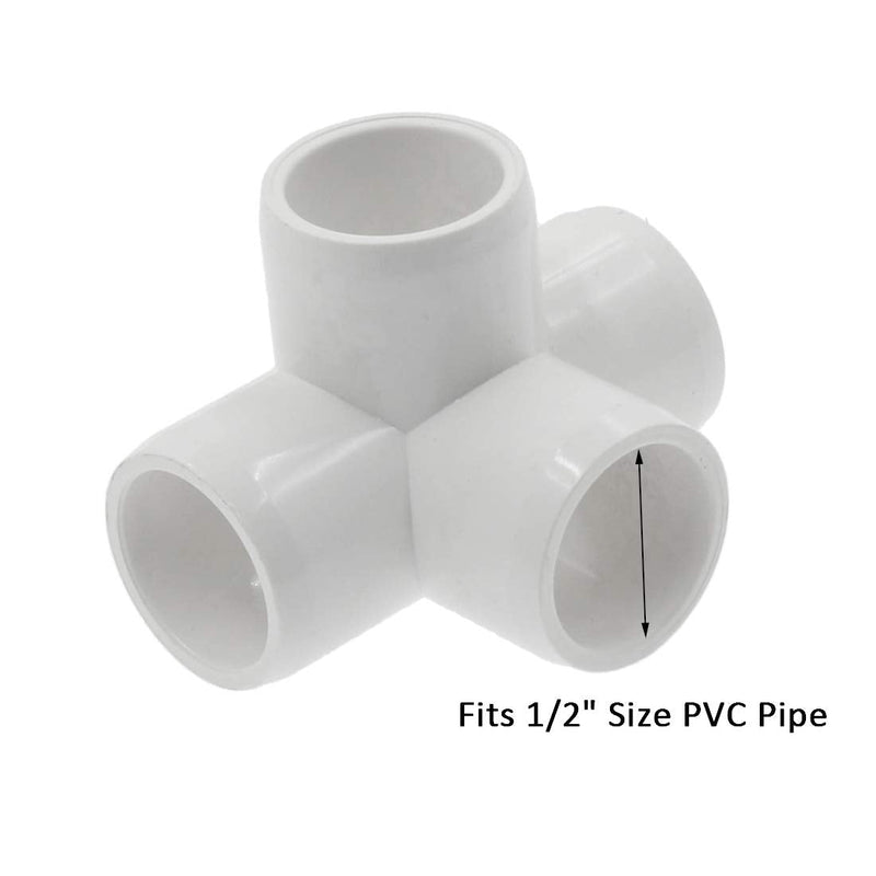 [Australia - AusPower] - Zorfeter 4 Way 1/2 Inch Tee PVC Fitting Elbow PVC Corner Fitting Build Heavy Duty PVC Furniture Grade for 1/2 Inch PVC Pipe, Pack of 12 1/2" - 12pcs 