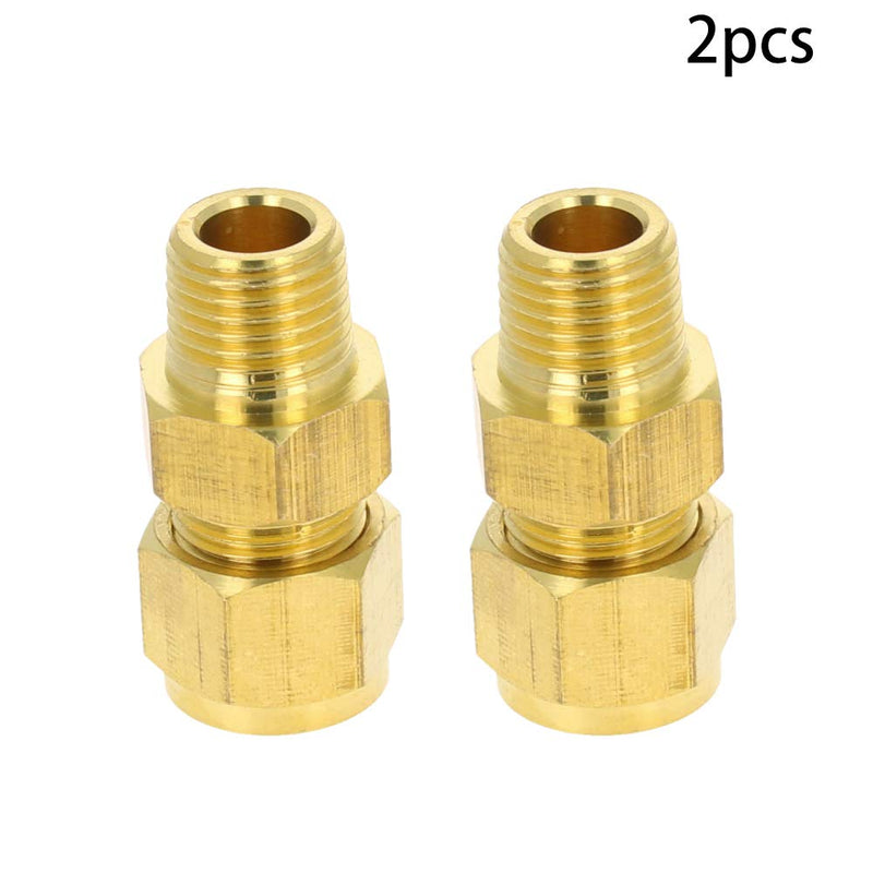 [Australia - AusPower] - MroMax Brass Compression Tube Fitting 10mm /0.39" ID Male Thread Pipe Adapter for Water Irrigation System 2pcs 