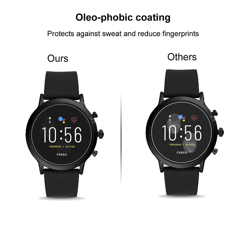 [Australia - AusPower] - (4 Pack) For Fossil Gen 5 Smartwatch Carlyle HR Tempered Glass Screen Protector, HD Clear, Anti Scratch, Bubble Free, 9H Hardness, Case Friendly. 