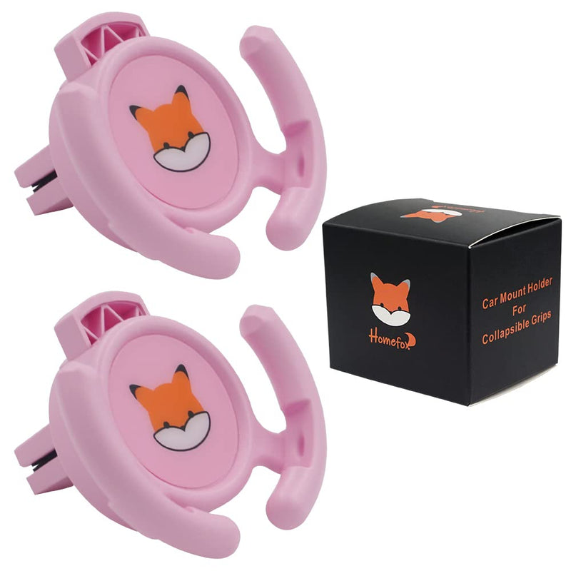[Australia - AusPower] - HOMEFOX Socket Holder Car Mount - 2 Pack Collapsible Socket Mount for Car Vent, Grip Socket Car Holder for iPhone with Secure Vent Clip for Horizontal Air Vent ONLY, Pink Two Pack Vent Mount Pink/Pink 