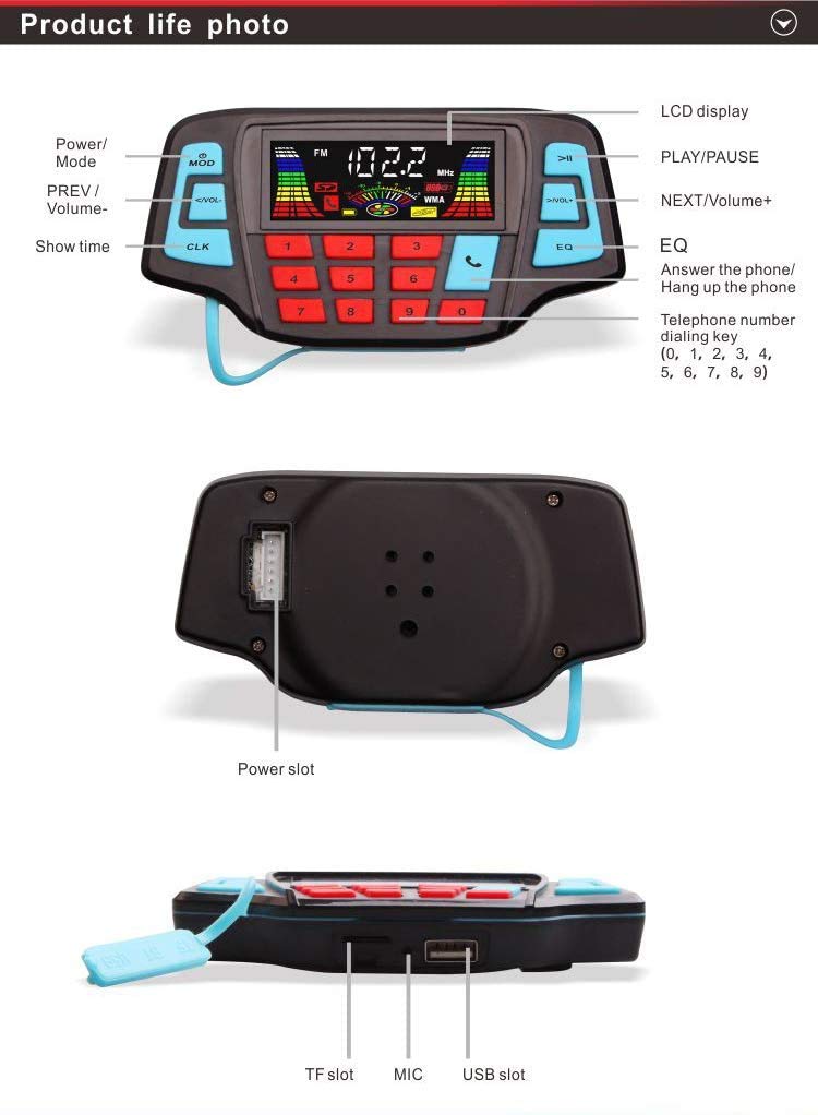 [Australia - AusPower] - USB Bluetooth Waterproof Motorcycle Audio Radio Sound System Stereo Speakers MP3 