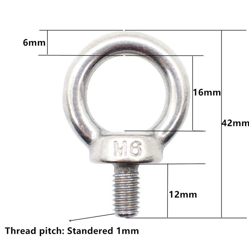 [Australia - AusPower] - Eowpower 10Pcs M6 Male Thread Machinery Shoulder Lifting Ring Eye Bolt 