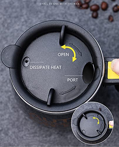 [Australia - AusPower] - Self Stirring Mug Auto Self Mixing Stainless Steel Cup for Coffee/Tea/Hot Chocolate/Milk Mug for Office/Kitchen/Travel/Home -450ml/15oz The best gift（black） Black(Magnetic) 